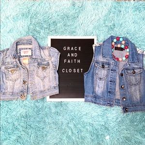 Girls cropped jean jacket & vest bundle🛍